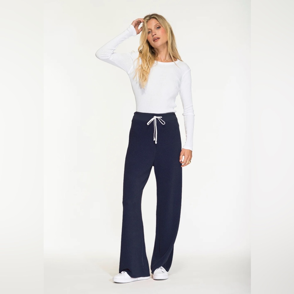 NIGHTCAP Free People “Sherpa” navy blue wide leg lounge sweat pants XS S L XL
